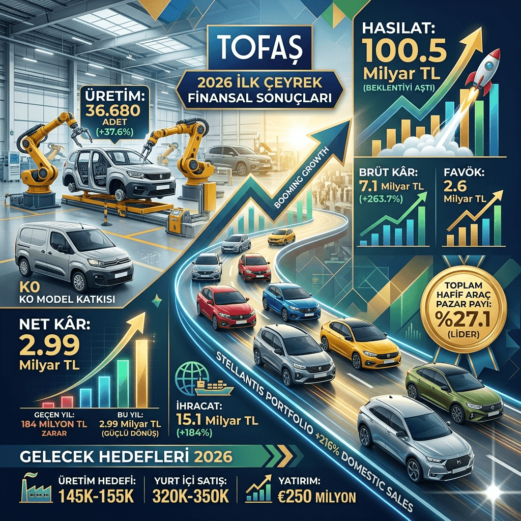 Tofaş’tan Güçlü Sıçrama: 100,5 Milyar TL Ciro, 2,99 Milyar TL Net Kâr
