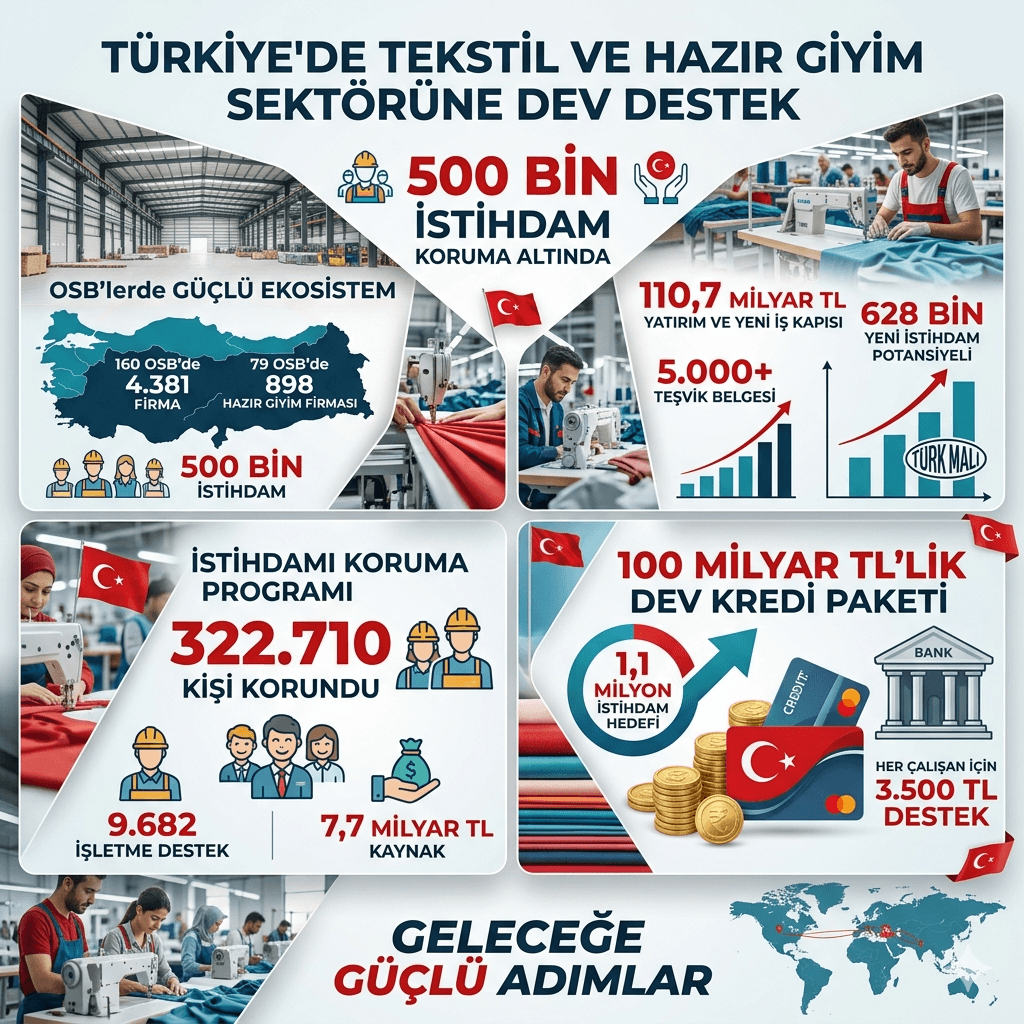 Türkiye’de Tekstil ve Hazır Giyim Sektörüne Dev Destek: 100 Milyar TL Kredi ve 500 Bin İstihdam Güvence Altında